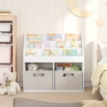vidaXL Detský regál Biela 72,5 x 29,5 x 69 cm Kompozitné drevo – Obrázok 4