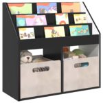 vidaXL Detský regál Čierna 72,5 x 29,5 x 69 cm Kompozitné drevo – Obrázok 3