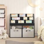vidaXL Detský regál Čierna 72,5 x 29,5 x 69 cm Kompozitné drevo – Obrázok 4