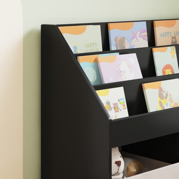 vidaXL Detský regál Čierna 72,5 x 29,5 x 69 cm Kompozitné drevo – Obrázok 5