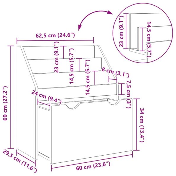 vidaXL Detský regál Biela 60 x 29,5 x 69 cm Kompozitné drevo – Obrázok 12