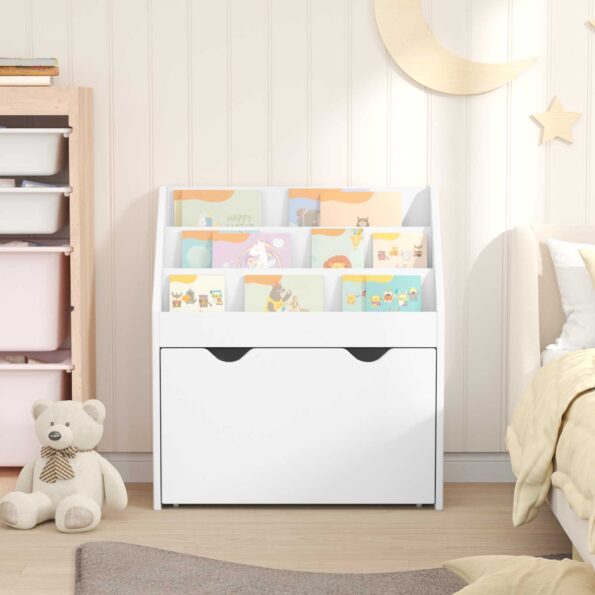 vidaXL Detský regál Biela 60 x 29,5 x 69 cm Kompozitné drevo – Obrázok 4