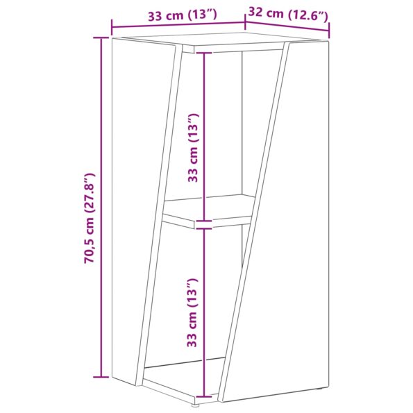 vidaXL Bočná polica Betónová šedá 33 x 32 x 70,5 cm Kompozitné drevo – Obrázok 10