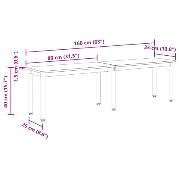 vidaXL lavička Dymová dub 160 x 35 x 45 cm Kompozitné drevo – Obrázok 10