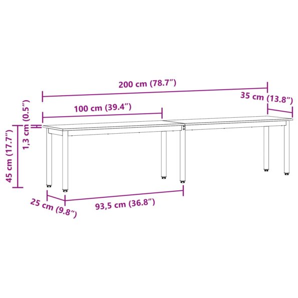 vidaXL lavička Prírodná 200 x 35 x 45 cm Masívne borovicové drevo – Obrázok 10