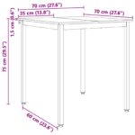 vidaXL Jedálenský stôl Prírodná 70 x 70 x 75 cm – Obrázok 11