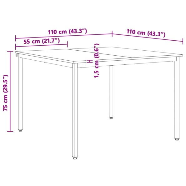 vidaXL Jedálenský stôl Prírodná 110 x 110 x 75 cm – Obrázok 11