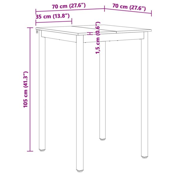 vidaXL Barový stôl Biela 110 x 55 x 105 cm Masívne borovicové drevo – Obrázok 11