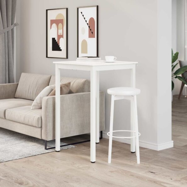 vidaXL Barový stôl Biela 110 x 55 x 105 cm Masívne borovicové drevo – Obrázok 4