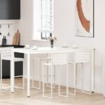 vidaXL Barový stôl Biela 110 x 55 x 105 cm Masívne borovicové drevo