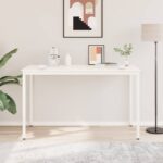 vidaXL Barový stôl Biela 110 x 55 x 105 cm Masívne borovicové drevo – Obrázok 4