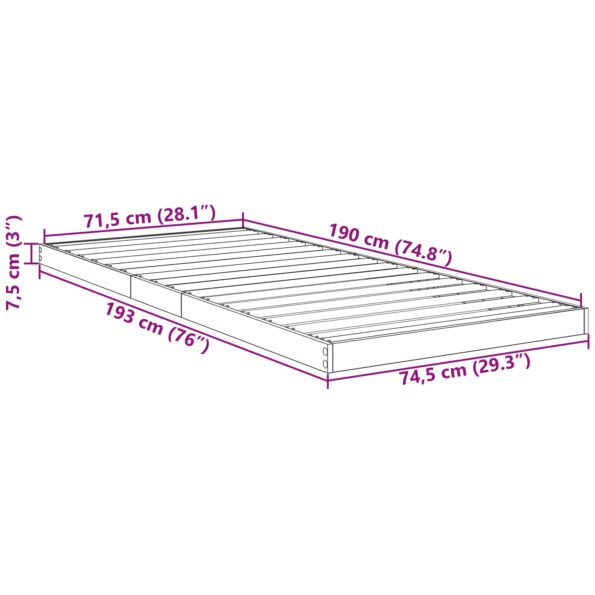 vidaXL Posteľový rám Dymová dub 75 x 190 cm Kompozitné drevo – Obrázok 10