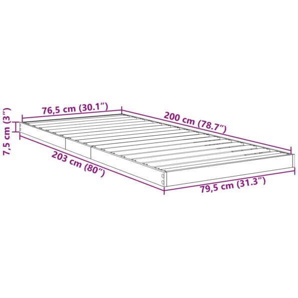 vidaXL Posteľový rám Sivý Sonoma 80 x 200 cm Kompozitné drevo – Obrázok 10
