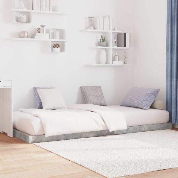 vidaXL Posteľový rám Betónová šedá 90 x 200 cm Kompozitné drevo – Obrázok 3