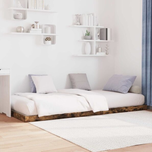 vidaXL Posteľový rám Dymová dub 90 x 200 cm Kompozitné drevo – Obrázok 3