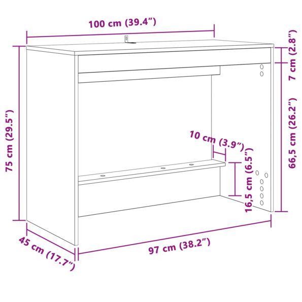 vidaXL Postelový stôl Čierny dub 100 x 45 x 75 cm Kompozitné drevo – Obrázok 5