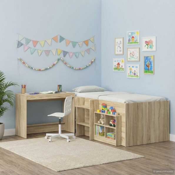 vidaXL Postelový stôl Sonoma dub 100 x 45 x 75 cm Kompozitné drevo – Obrázok 5