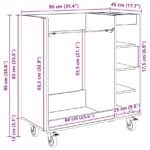 vidaXL Golfová skriňa s kolesom Dymová dub 65 x 45 x 98 cm – Obrázok 13