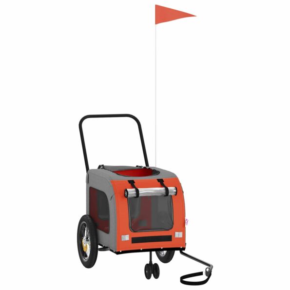 vidaXL Vozík za bicykel pre domáce zvieratá Oranžová a šedá – Obrázok 11