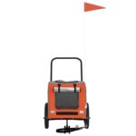 vidaXL Vozík za bicykel pre domáce zvieratá Oranžová a šedá – Obrázok 3