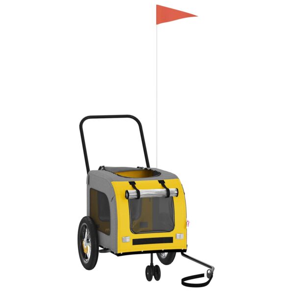 vidaXL Vozík za bicykel pre domáce zvieratá s úložiskom Žltá a Šedá – Obrázok 11