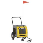 vidaXL Vozík za bicykel pre domáce zvieratá s úložiskom Žltá a Šedá – Obrázok 2