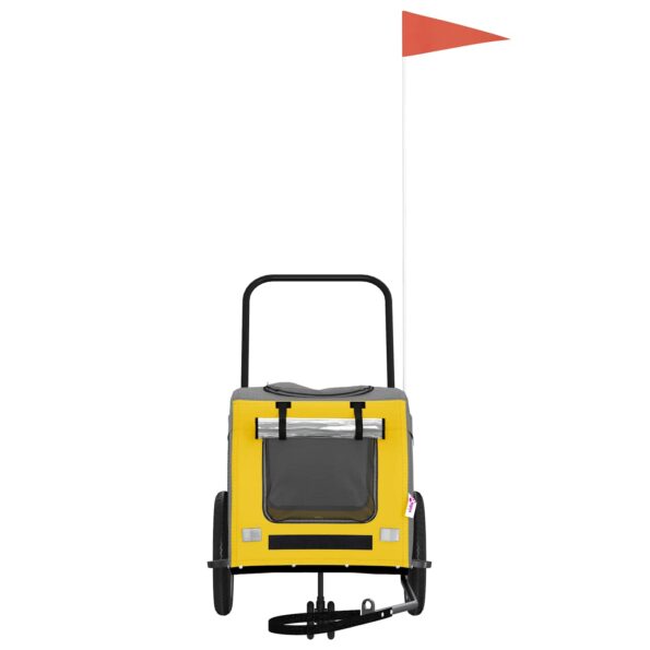 vidaXL Vozík za bicykel pre domáce zvieratá s úložiskom Žltá a Šedá – Obrázok 3