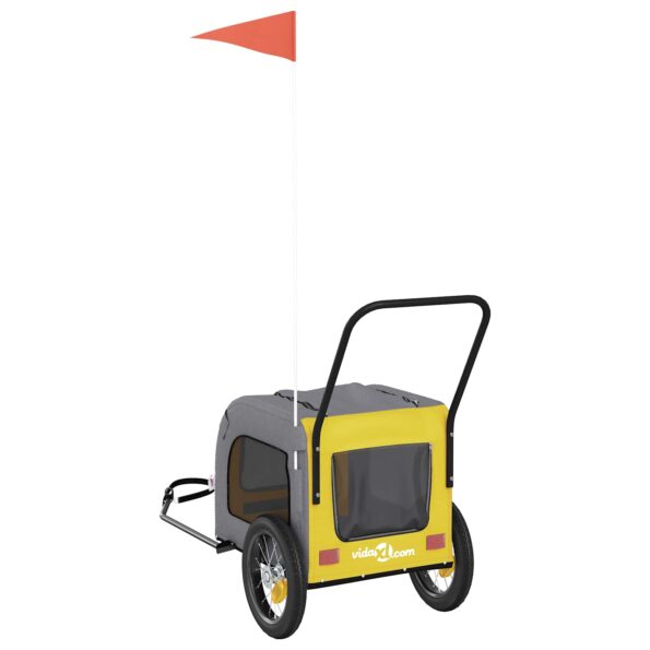 vidaXL Vozík za bicykel pre domáce zvieratá s úložiskom Žltá a Šedá – Obrázok 5