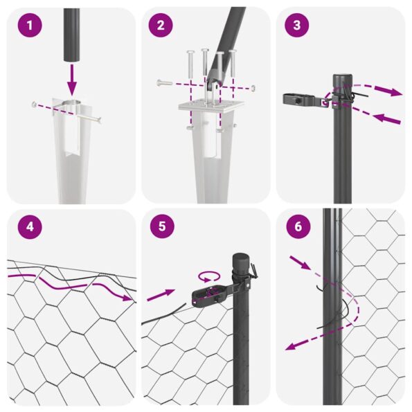 vidaXL Stĺp na plot. Sivá 10 x 0,8 m (36 mm sieť) Ocel a PVC – Obrázok 13