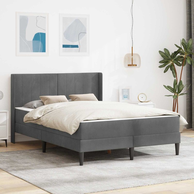 3414850_1.jpg vidaXL Rám postele s matracom Tmavosivá 120 x 190 cm Zamat – Obrázok 1