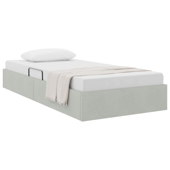 vidaXL Otomanový posteľný rám s úložiskom Svetlosivá 90 x 190 cm Zamat – Obrázok 3