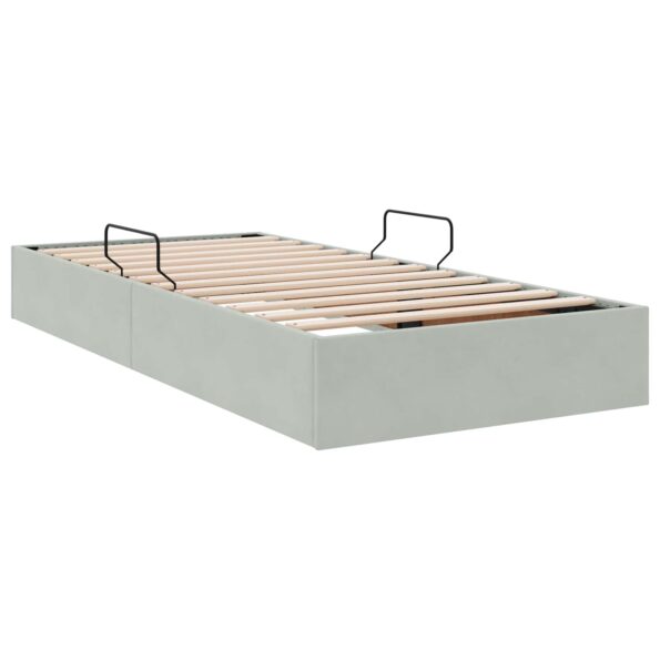 vidaXL Otomanový posteľný rám s úložiskom Svetlosivá 90 x 190 cm Zamat – Obrázok 5
