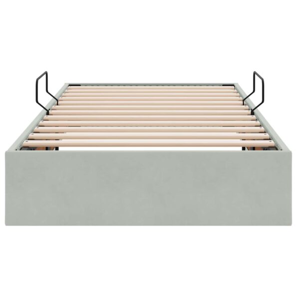vidaXL Otomanový posteľný rám s úložiskom Svetlosivá 90 x 190 cm Zamat – Obrázok 7