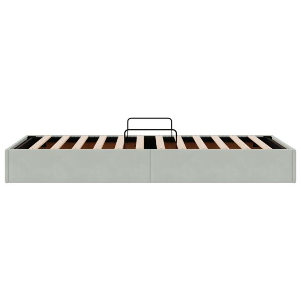 vidaXL Otomanový posteľný rám s úložiskom Svetlosivá 90 x 190 cm Zamat – Obrázok 8