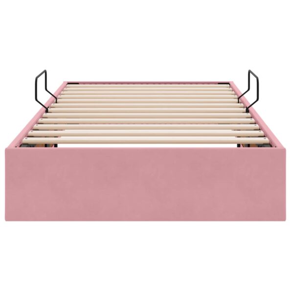 vidaXL Otomanový posteľný rám s úložiskom Ružová 90 x 190 cm Zamat – Obrázok 7