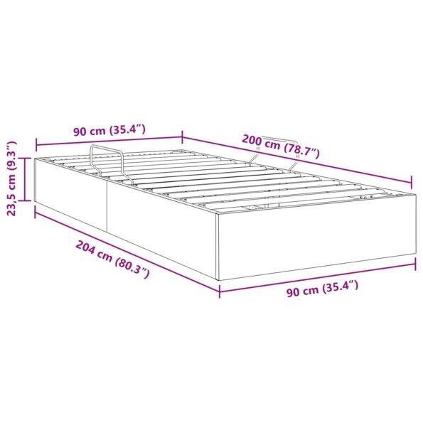 vidaXL Otomanový posteľný rám s úložiskom Svetlosivá 90 x 200 cm Zamat – Obrázok 13