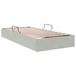 vidaXL Otomanový posteľný rám s úložiskom Svetlosivá 90 x 200 cm Zamat – Obrázok 5