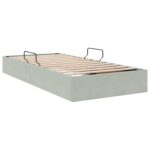 vidaXL Otomanový posteľný rám s úložiskom Svetlosivá 90 x 200 cm Zamat – Obrázok 9