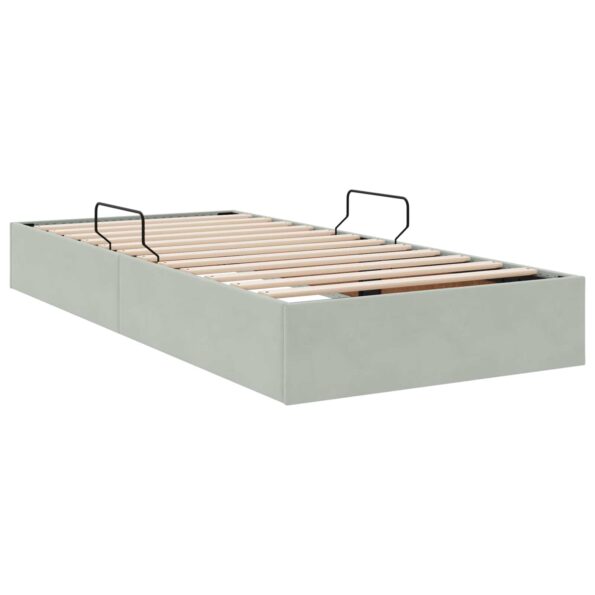 vidaXL Otomanový posteľný rám s úložiskom Svetlosivá 90 x 200 cm Zamat – Obrázok 9
