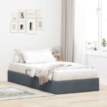 vidaXL Otomanový posteľný rám s úložiskom Tmavo šedá 90 x 200 cm Zamat