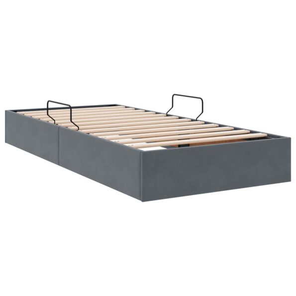 vidaXL Otomanový posteľný rám s úložiskom Tmavo šedá 90 x 200 cm Zamat – Obrázok 5