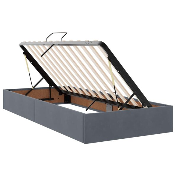 vidaXL Otomanový posteľný rám s úložiskom Tmavo šedá 90 x 200 cm Zamat – Obrázok 6