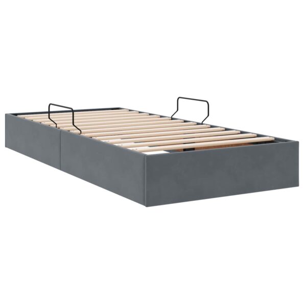 vidaXL Otomanový posteľný rám s úložiskom Tmavo šedá 90 x 200 cm Zamat – Obrázok 9