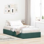 vidaXL Otomanový posteľný rám Tmavozelená 90 x 200 cm Zamat