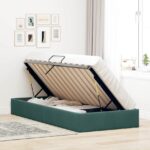 vidaXL Otomanový posteľný rám Tmavozelená 90 x 200 cm Zamat – Obrázok 4