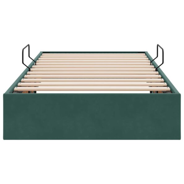 vidaXL Otomanový posteľný rám Tmavozelená 90 x 200 cm Zamat – Obrázok 7
