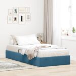 vidaXL Otomanový posteľný rám s úložiskom Tmavomodrá 90 x 200 cm Zamat