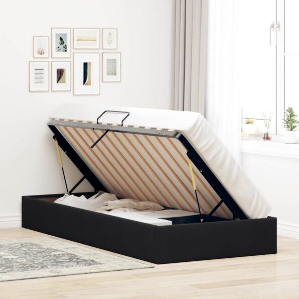 vidaXL Otomanový posteľný rám s úložiskom Čierny 100 x 200 cm Zamat – Obrázok 4