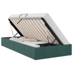 vidaXL Otomanový posteľný rám Tmavozelená 100 x 200 cm Zamat – Obrázok 2