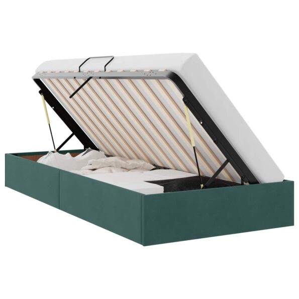 vidaXL Otomanový posteľný rám Tmavozelená 100 x 200 cm Zamat – Obrázok 2